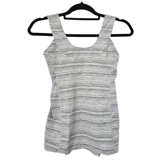 lululemon athletica Tops - Lululemon Scoop Back Tank- Cyber Stripe White Silver Fox Size 4